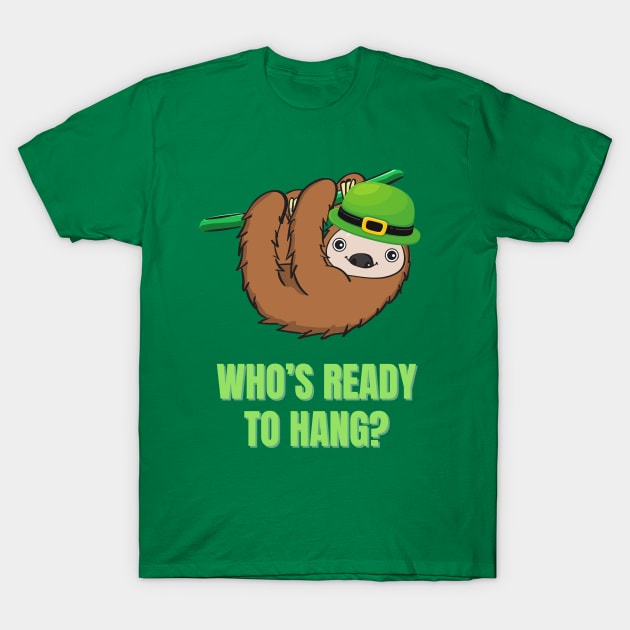 Green Sloth St. Patrick's Day T-Shirt by Craftee Designs